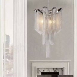 Aluminium Tofsar Ljuskrona Designer Pendel Light Silver Färg