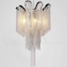 Aluminium Tofsar Ljuskrona Designer Pendel Light Silver Färg