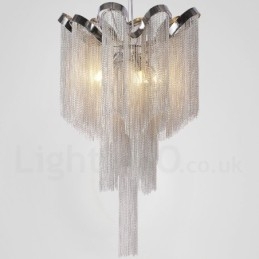 Aluminium Tofsar Ljuskrona Designer Pendel Light Silver Färg