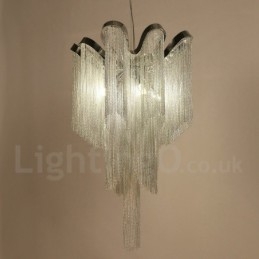 Aluminium Tofsar Ljuskrona Designer Pendel Light Silver Färg