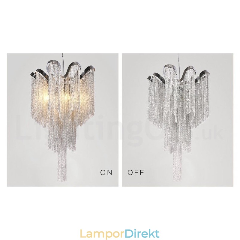 Aluminium Tofsar Ljuskrona Designer Pendel Light Silver Färg