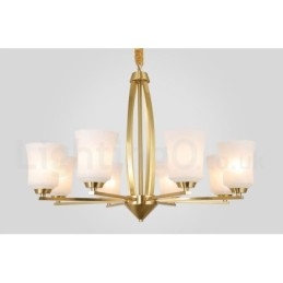 8 Ljus Ren Mässing Stor Lyxig Rustik Retro Vintage Mässingshängande Ljuskrona Med Glasskärmar