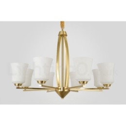 8 Ljus Ren Mässing Stor Lyxig Rustik Retro Vintage Mässingshängande Ljuskrona Med Glasskärmar