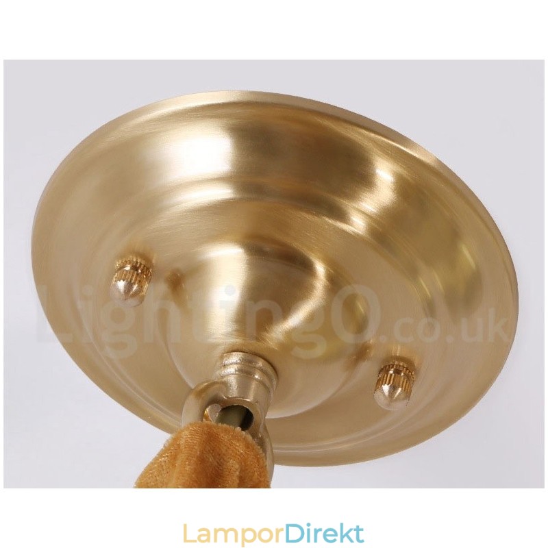 Pure Brass Rustic Lodge Nordic Style Pendellampa Med Glasskärm