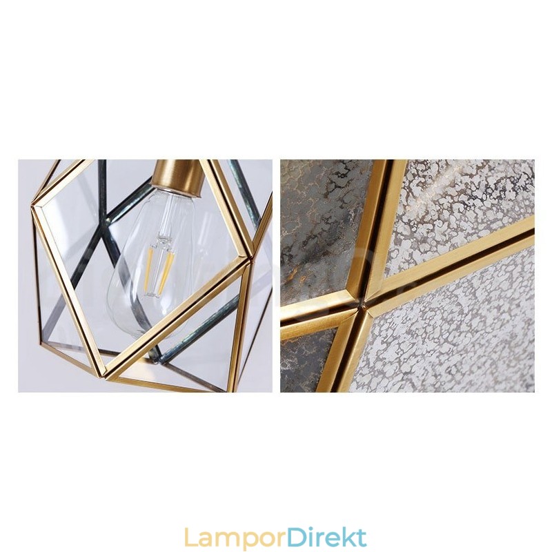 Pure Brass Rustic Lodge Nordic Style Pendellampa Med Glasskärm