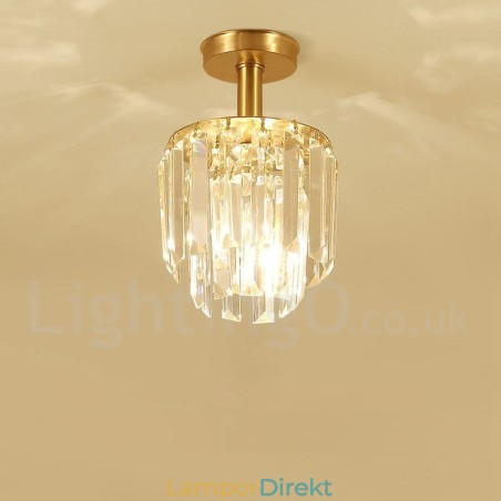 Pure Brass Rustic Lodge Nordic Style Flush Mount Crystal Ceiling Lights Pure Brass Rustic Lodge Nordic Style Flush Mount Crystal Ceiling Lights