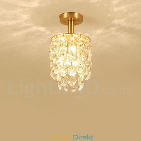 Pure Brass Rustic Lodge Nordic Style Flush Mount Crystal Ceiling Lights Pure Brass Rustic Lodge Nordic Style Flush Mount Crystal Ceiling Lights
