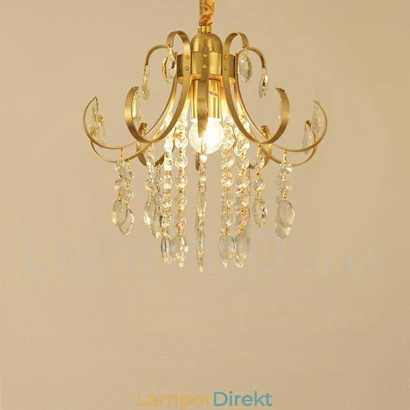 Pure Brass Rustic Lodge Nordic Style Flush Mount Crystal Ceiling Lights
