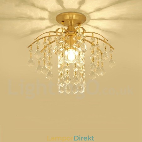 Pure Brass Rustic Lodge Nordic Style Flush Mount Crystal Ceiling Lights Pure Brass Rustic Lodge Nordic Style Flush Mount Crystal Ceiling Lights