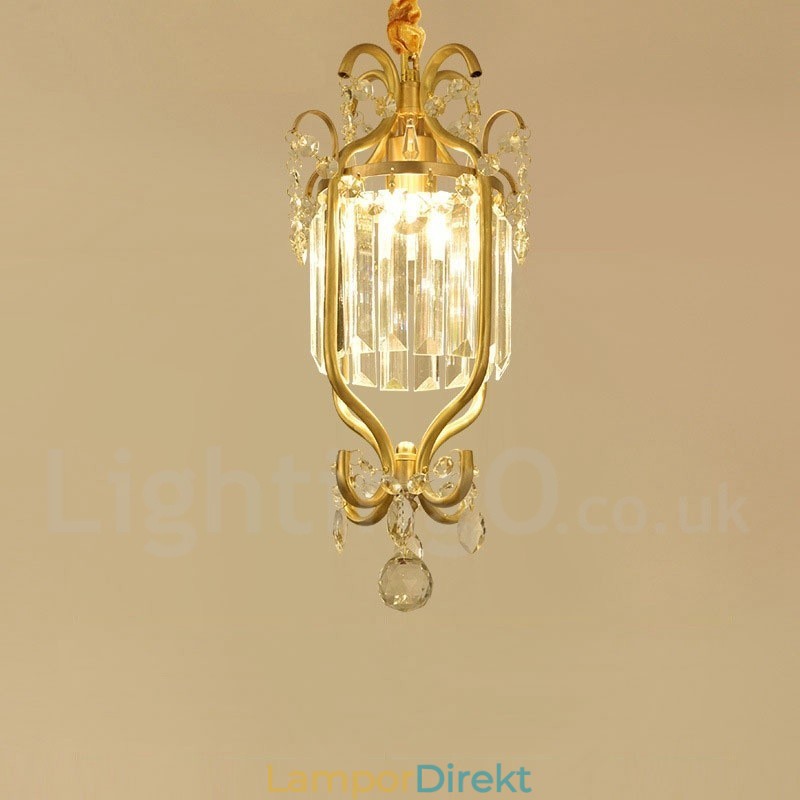 Pure Brass Rustic Lodge Nordic Style Flush Mount Crystal Ceiling Lights