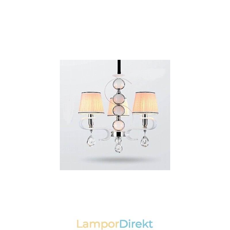 Tyg Ljuskrona 3 Ljus Högklassig Lampa Vit Jade Silver Ring