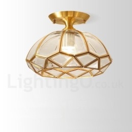 Pure Brass Rustic Lodge Nordic Style Infälld Taklampa Med Glasskärm