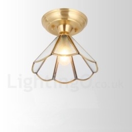 Pure Brass Rustic Lodge Nordic Style Infälld Taklampa Med Glasskärm