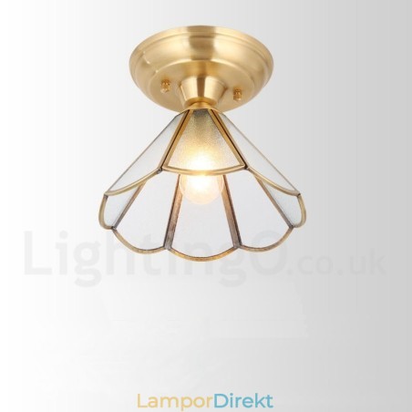 Pure Brass Rustic Lodge Nordic Style Infälld Taklampa Med Glasskärm Pure Brass Rustic Lodge Nordic Style Infälld Taklampa Med Glasskärm