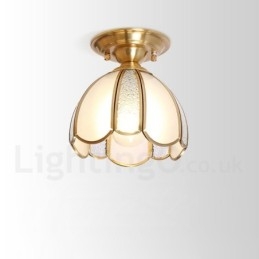 Pure Brass Rustic Lodge Nordic Style Infälld Taklampa Med Glasskärm