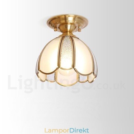 Pure Brass Rustic Lodge Nordic Style Infälld Taklampa Med Glasskärm Pure Brass Rustic Lodge Nordic Style Infälld Taklampa Med Glasskärm