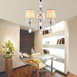 Tyg Ljuskrona 3 Ljus Högklassig Lampa Vit Jade Silver Ring