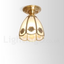 Pure Brass Rustic Lodge Nordic Style Infälld Taklampa Med Glasskärm