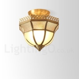 Pure Brass Rustic Lodge Nordic Style Infälld Taklampa Med Glasskärm