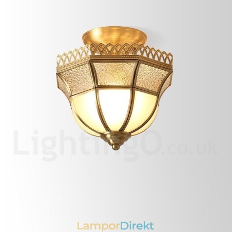 Pure Brass Rustic Lodge Nordic Style Infälld Taklampa Med Glasskärm Pure Brass Rustic Lodge Nordic Style Infälld Taklampa Med Glasskärm