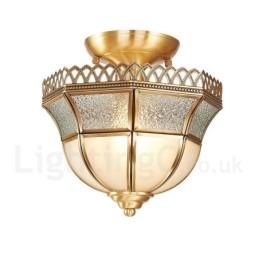 Pure Brass Rustic Lodge Nordic Style Infälld Taklampa Med Glasskärm