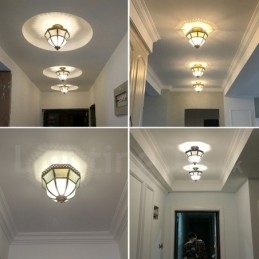 Pure Brass Rustic Lodge Nordic Style Infälld Taklampa Med Glasskärm