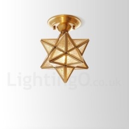 Pure Brass Rustic Lodge Nordic Style Infälld Taklampa Med Glasskärm