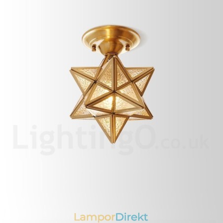 Pure Brass Rustic Lodge Nordic Style Infälld Taklampa Med Glasskärm Pure Brass Rustic Lodge Nordic Style Infälld Taklampa Med Glasskärm
