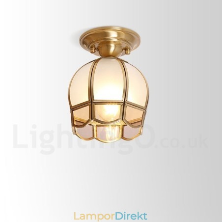 Pure Brass Rustic Lodge Nordic Style Infälld Taklampa Med Glasskärm Pure Brass Rustic Lodge Nordic Style Infälld Taklampa Med Glasskärm