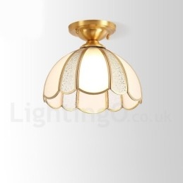 Pure Brass Rustic Lodge Nordic Style Infälld Taklampa Med Glasskärm