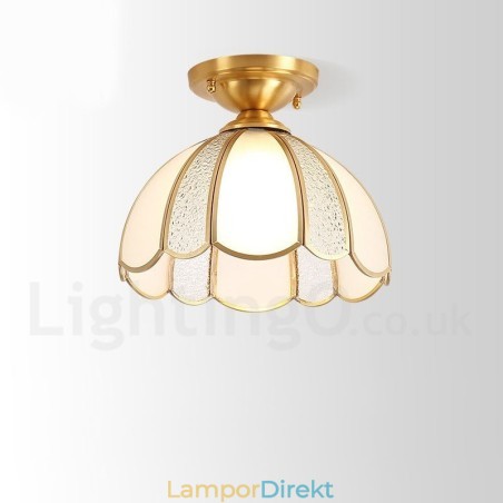 Pure Brass Rustic Lodge Nordic Style Infälld Taklampa Med Glasskärm Pure Brass Rustic Lodge Nordic Style Infälld Taklampa Med Glasskärm