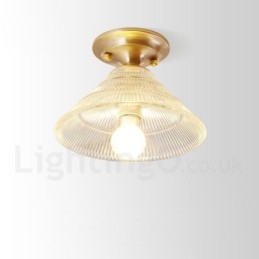 Pure Brass Rustic Lodge Nordic Style Infälld Taklampa Med Glasskärm