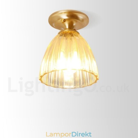 Pure Brass Rustic Lodge Nordic Style Infälld Taklampa Med Glasskärm Pure Brass Rustic Lodge Nordic Style Infälld Taklampa Med Glasskärm
