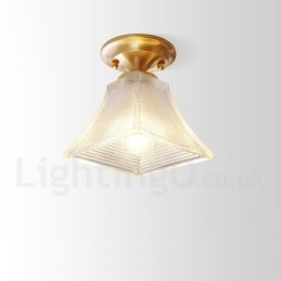 Pure Brass Rustic Lodge Nordic Style Infälld Taklampa Med Glasskärm