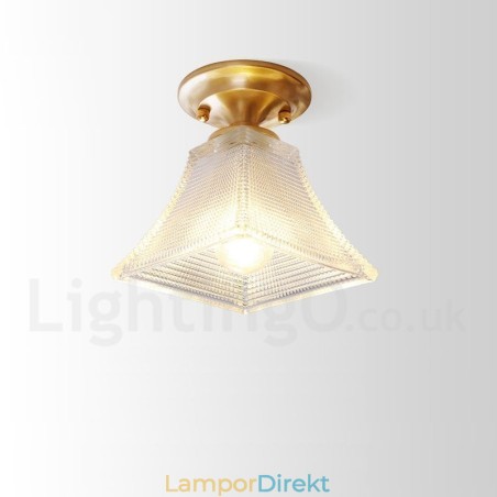 Pure Brass Rustic Lodge Nordic Style Infälld Taklampa Med Glasskärm Pure Brass Rustic Lodge Nordic Style Infälld Taklampa Med Glasskärm