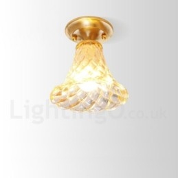 Pure Brass Rustic Lodge Nordic Style Infälld Taklampa Med Glasskärm
