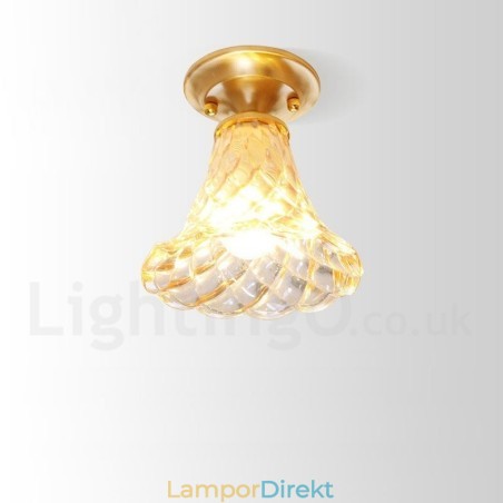 Pure Brass Rustic Lodge Nordic Style Infälld Taklampa Med Glasskärm Pure Brass Rustic Lodge Nordic Style Infälld Taklampa Med Glasskärm