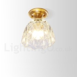 Pure Brass Rustic Lodge Nordic Style Infälld Taklampa Med Glasskärm