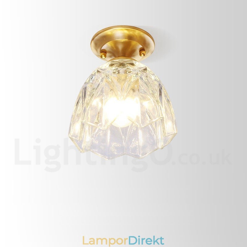Pure Brass Rustic Lodge Nordic Style Infälld Taklampa Med Glasskärm