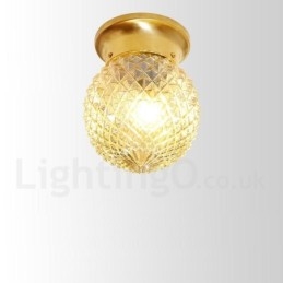 Pure Brass Rustic Lodge Nordic Style Infälld Taklampa Med Glasskärm