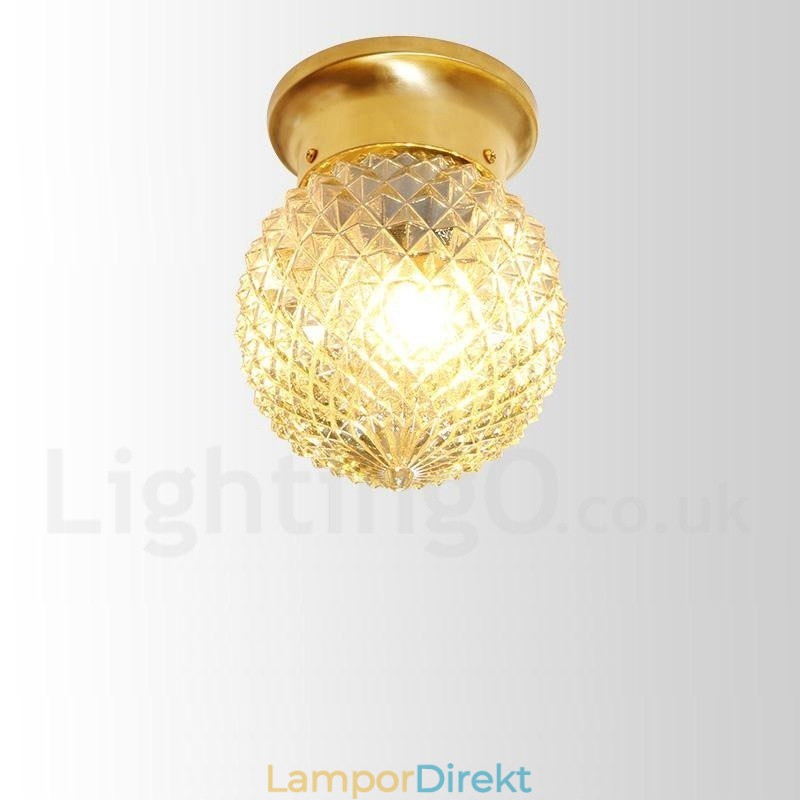 Pure Brass Rustic Lodge Nordic Style Infälld Taklampa Med Glasskärm