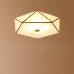 Pure Brass Rustic Lodge Nordic Style Infälld Taklampa Med Glasskärm