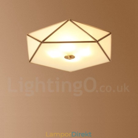Pure Brass Rustic Lodge Nordic Style Infälld Taklampa Med Glasskärm Pure Brass Rustic Lodge Nordic Style Infälld Taklampa Med Glasskärm