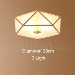 Pure Brass Rustic Lodge Nordic Style Infälld Taklampa Med Glasskärm