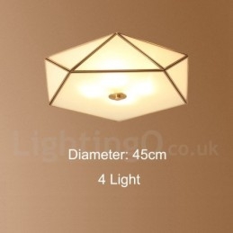 Pure Brass Rustic Lodge Nordic Style Infälld Taklampa Med Glasskärm