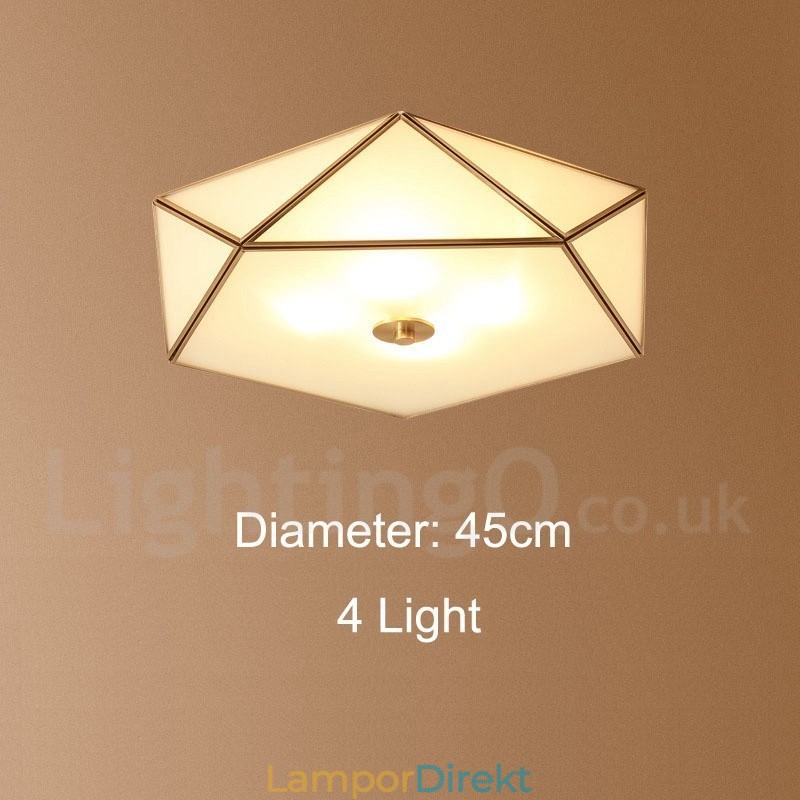 Pure Brass Rustic Lodge Nordic Style Infälld Taklampa Med Glasskärm
