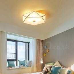 Pure Brass Rustic Lodge Nordic Style Infälld Taklampa Med Glasskärm