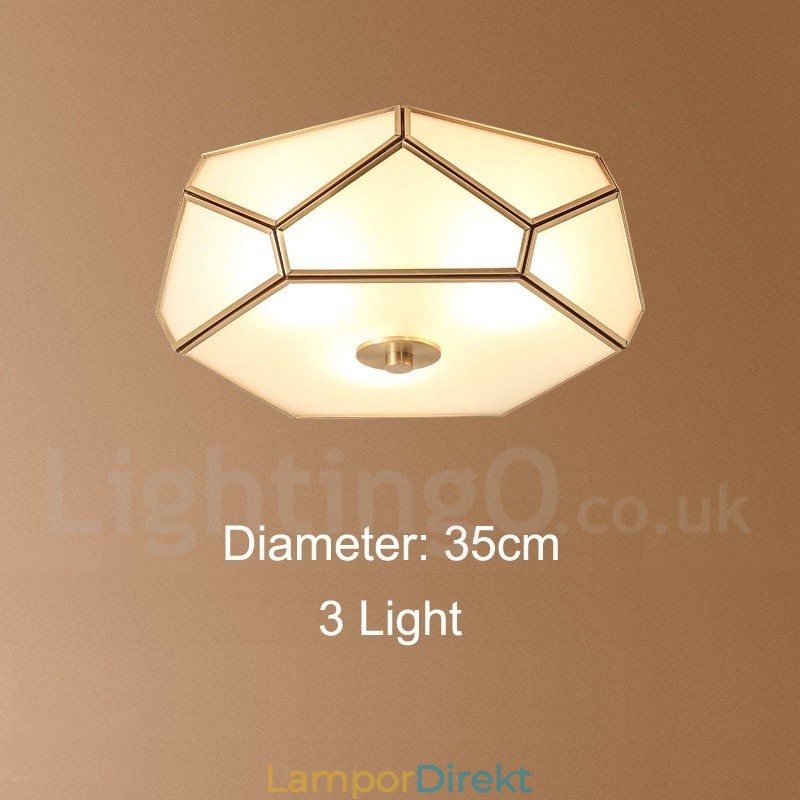 Pure Brass Rustic Lodge Nordic Style Infälld Taklampa Med Glasskärm