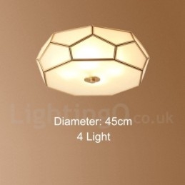 Pure Brass Rustic Lodge Nordic Style Infälld Taklampa Med Glasskärm