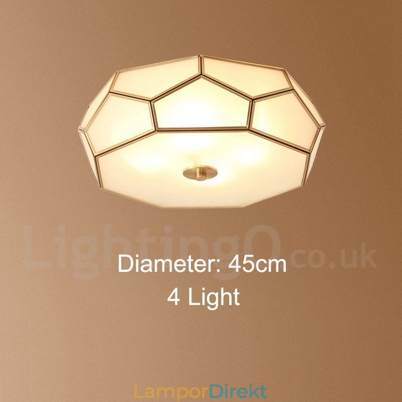 Pure Brass Rustic Lodge Nordic Style Infälld Taklampa Med Glasskärm